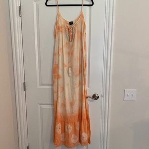 Coral and white maxi dress